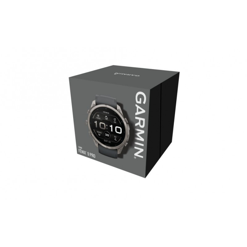 Garmin Fenix 9 Pro išmanusis laikrodis – 51 mm titano korpusas su grafito/juoda silikono apyranke
