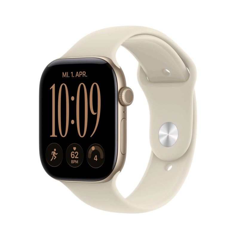 Apple Watch Series 12 GPS 46 mm Light Gold aliuminio korpusas su smėlio spalvos sportine apyranke, S/M