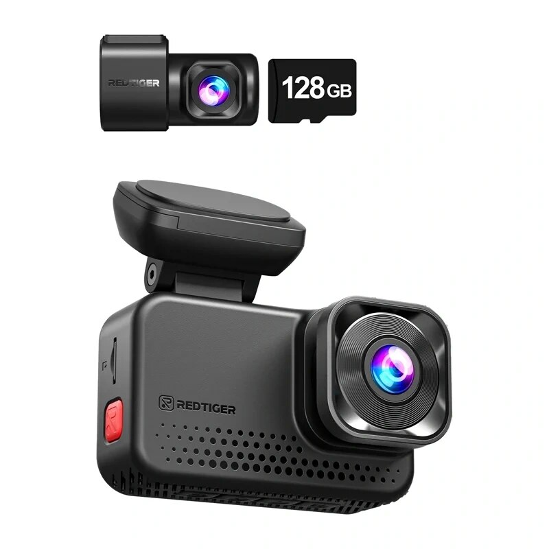 REDTIGER VC70 Wi-Fi 4K + 2.5K vaizdo registratorius su 128GB kortele
