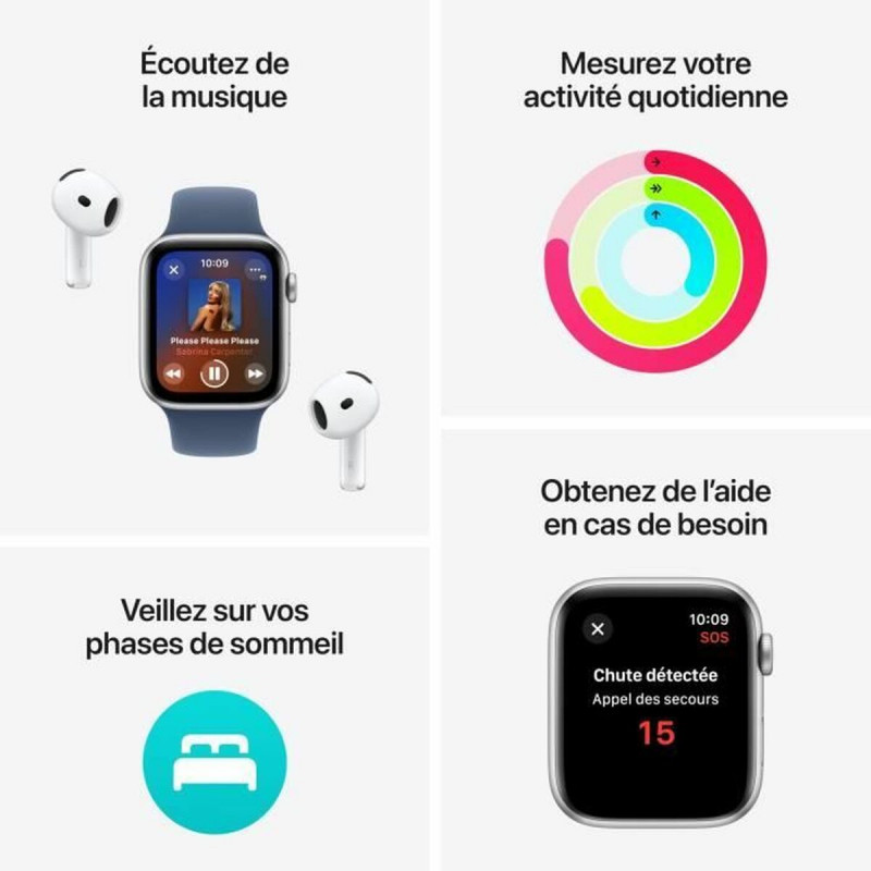 Apple Watch SE (GPS) 40 mm, Midnight aliuminio korpusas su Midnight sportiniu dirželiu – S/M