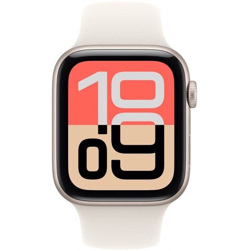 Apple Watch SE 3 (2025) GPS 40mm, Starlight aliuminio korpusas, Starlight sportinis dirželis S/M (MEH34)
