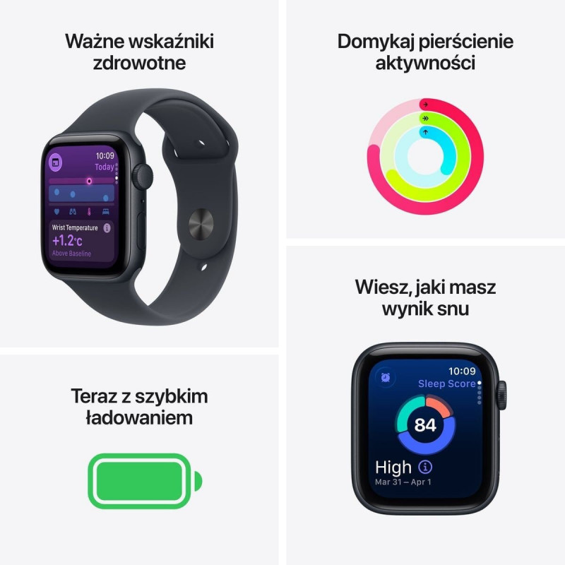Apple Watch SE 3 (2025) GPS 40mm, Starlight aliuminio korpusas, Starlight sportinis dirželis S/M (MEH34)