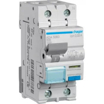 Hager ADA506D diferencinis automatinis jungiklis 1P+N, 10 kA, B6 A, 30 mA