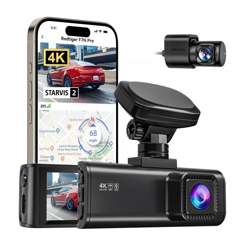 REDTIGER F7N Pro WiFi 4K + 1080p automobilinė vaizdo kamera