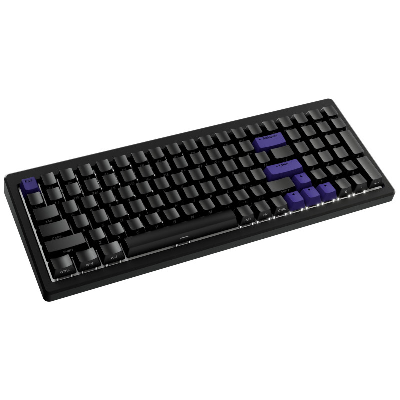 Ducky Cushion 98 žaidimų klaviatūra, 96%, US išdėstymas (ANSI), Shush žali jungikliai - matinė juoda