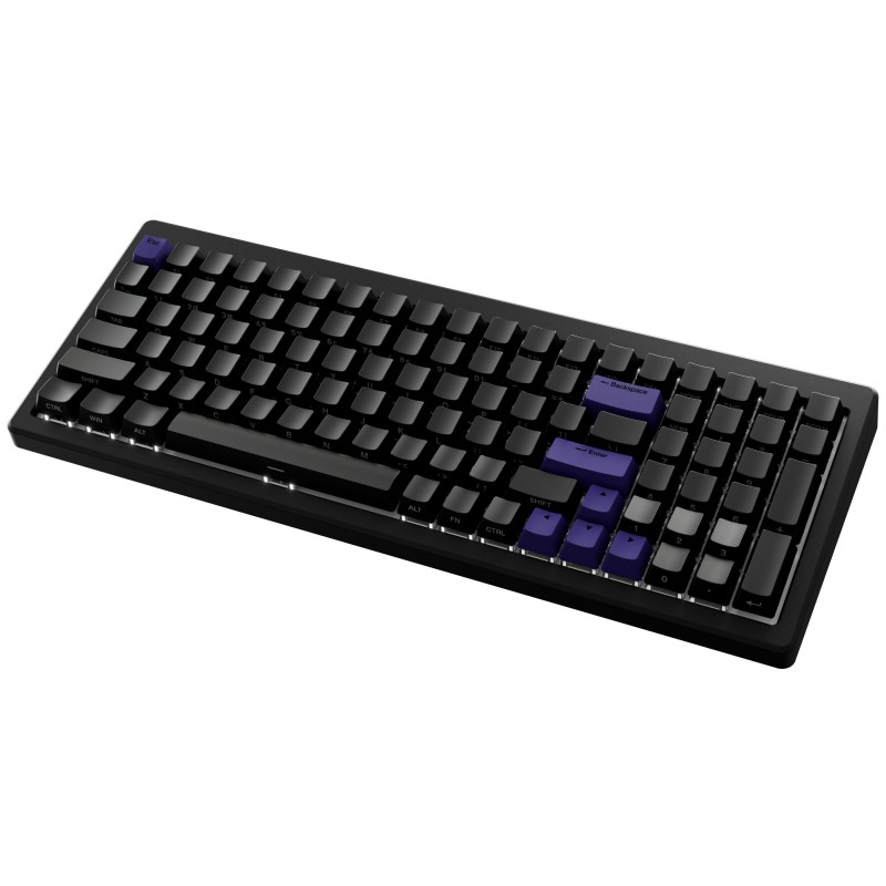 Ducky Cushion 98 žaidimų klaviatūra, 96%, US išdėstymas (ANSI), Shush žali jungikliai - matinė juoda