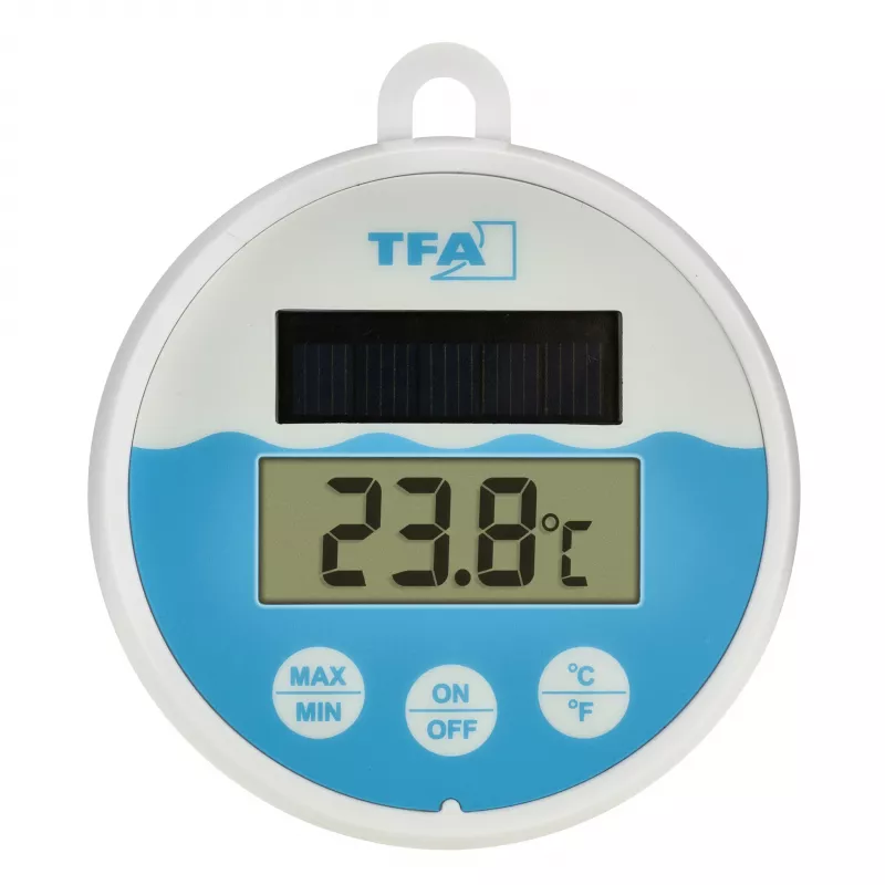 TFA Dostmann skaitmeninis baseino termometras su saulės baterija, baltas/turkio, 30.1068.02
