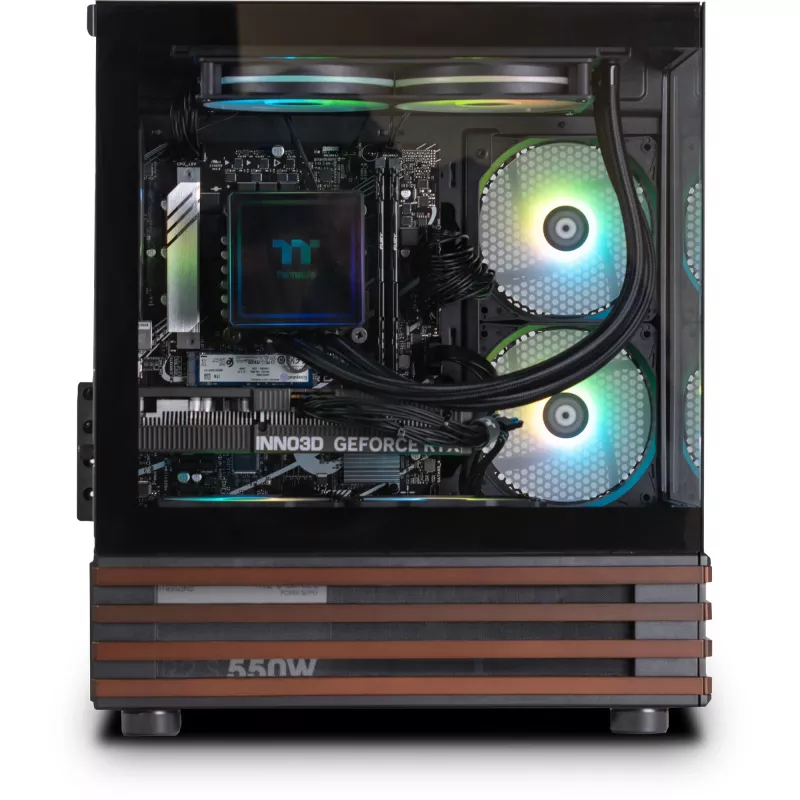 Thermaltake LCGS View 170WS stalinis kompiuteris, juodas/medžio, Windows 11 Home