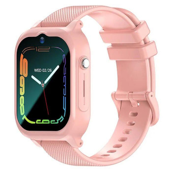 Išmanusis laikrodis-telefonas vaikams iWear Z01 Pro su 4G LTE SIM, GPS, LBS, WiFi sekimu, IPX7, HD kamera, rožinis