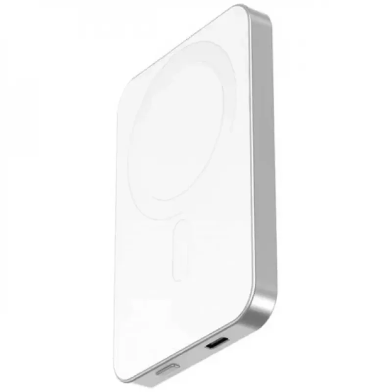 Nevox belaidis magnetinis power bank Qi2, 5000 mAh, sidabrinis/baltas