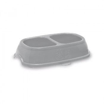 Stefanplast gyvūnų ėdalo dubenėlis Break 11 0.4+0.4L 28x17x6cm pilkas/mėlynas