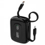 Dudao K32 nešiojamas įkroviklis (išorinis akumuliatorius) 22.5W, 10000 mAh, su įmontuotais USB-C/Lightning kabeliais, juodas