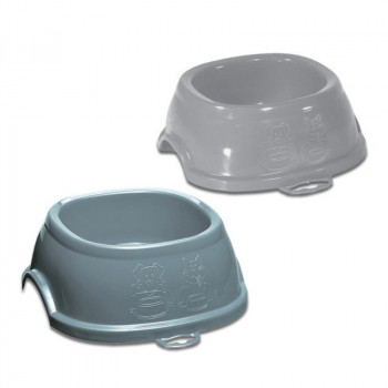 Stefanplast Break 2 augintinių ėdalo dubenėlis 0,6 l, 19x19x7 cm, įvairių spalvų pilkas/mėlynas