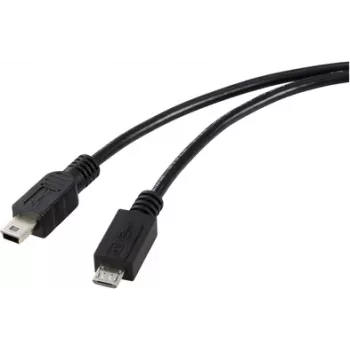 Renkforce USB 2.0 kabelis Micro-USB į Mini-USB, 0,5 m, juodas