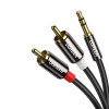 UGREEN AV116 garso kabelis RCA į AUX 3.5mm, 1 m, juodas