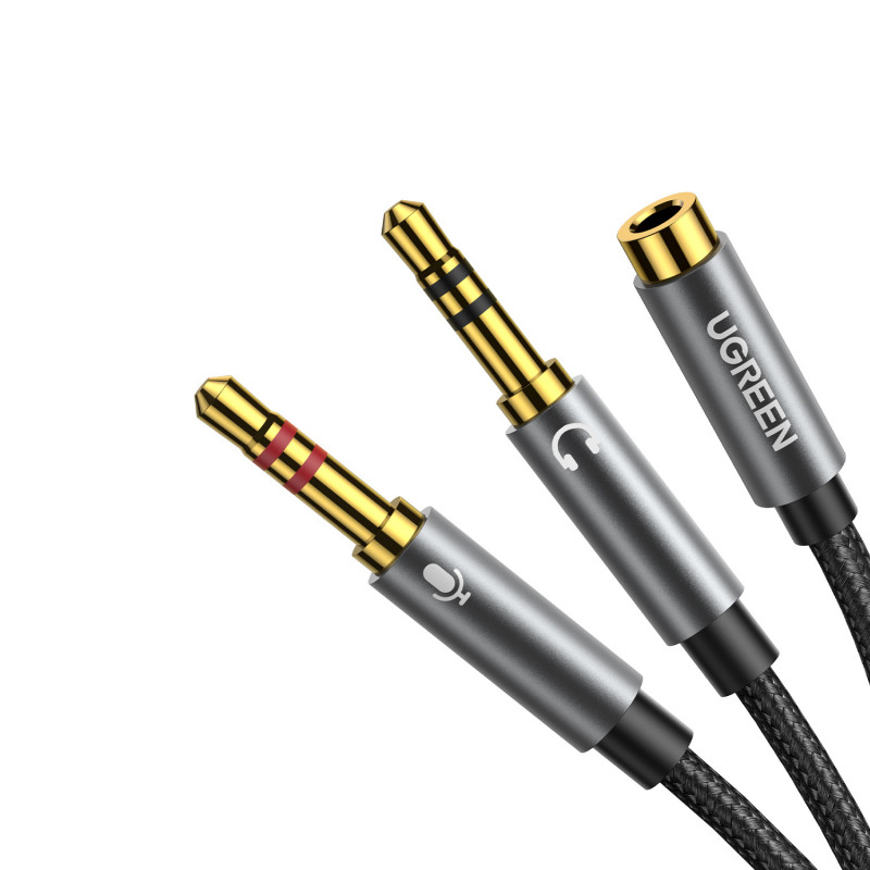 UGREEN UV140 AUX 3.5mm garso skirstytuvas, juodas/pilkas