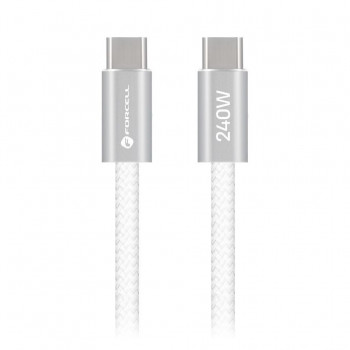 Forcell USB laidas USB-C į USB-C, 2 m, 240 W, baltas