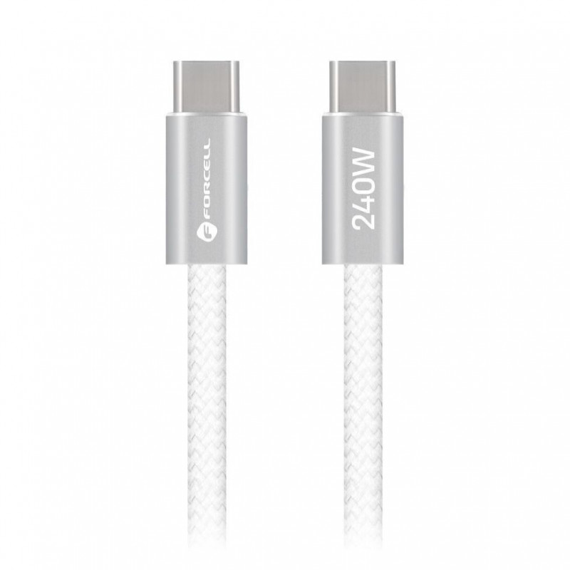 Forcell USB laidas USB-C į USB-C, 2 m, 240 W, baltas