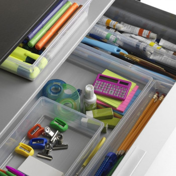 KIS Box Sistemo Organizer 5 daiktų dėžutė, 37.5 x 7.5 x 5 cm, permatoma/šviesiai pilka