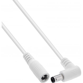 InLine® DC ilginimo kabelis, kampuotas kištukas, 5.5 x 2.1 mm, baltas, 0.2 m