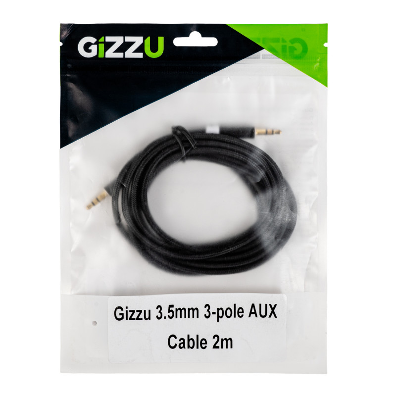 Gizzu 3.5mm AUX kabelis 2m – juodas