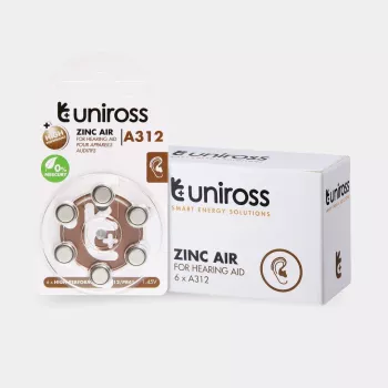 Uniross A312 elementinės baterijos klausos aparatams, 148mAh, 6 vnt.