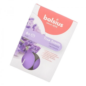 Bolsius True Scents kvapiosios arbatžvakės, levanda, 6 vnt.