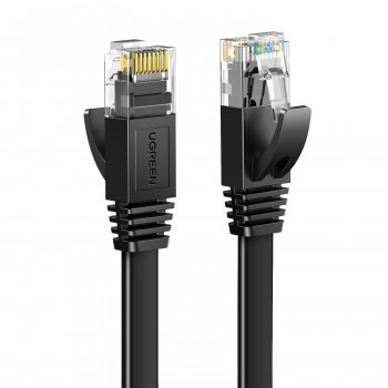 Ugreen plokščias Cat6 U/UTP komutacinis kabelis RJ45, 0,5 m, juodas