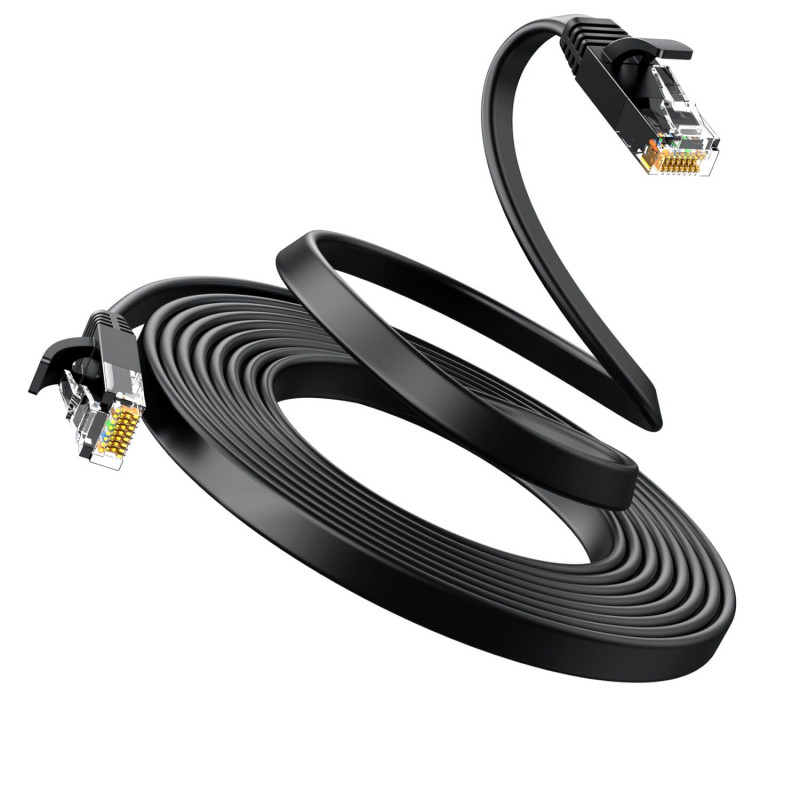 Ugreen plokščias Cat6 U/UTP komutacinis kabelis RJ45, 0,5 m, juodas