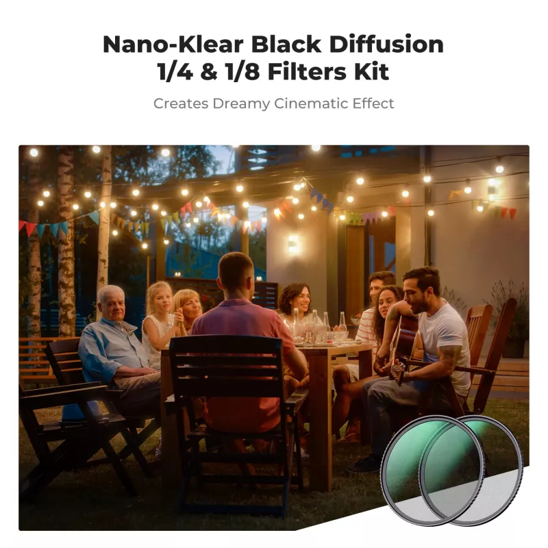 K&F Concept 2-in-1 Black Diffusion filtrų rinkinys 1/4 ir 1/8, 67 mm (SKU.1714V1)