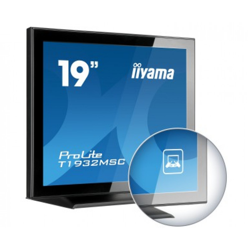 iiyama ProLite T1932MSC-B2X 19 inch (48,3 cm) projektuojamojo talpinio jutiklinis 10 taškų monitorius, 5:4, 1280x1024, DVI, VGA, juodas