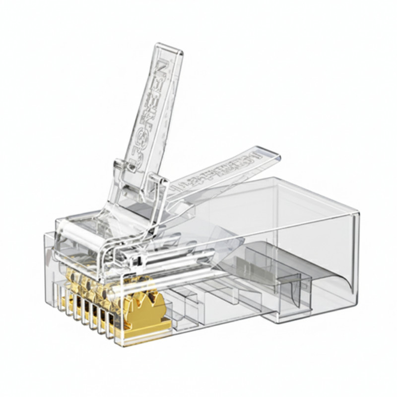 UGREEN Cat6 RJ45 moduliniai kištukai (50 vnt.) – permatomi su auksuotais kontaktais