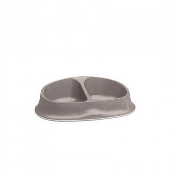 Stefanplast šėrimo dubenėlis dvigubas Chic 0.25+0.25L 27x17.5x7.2cm šviesiai pilkas