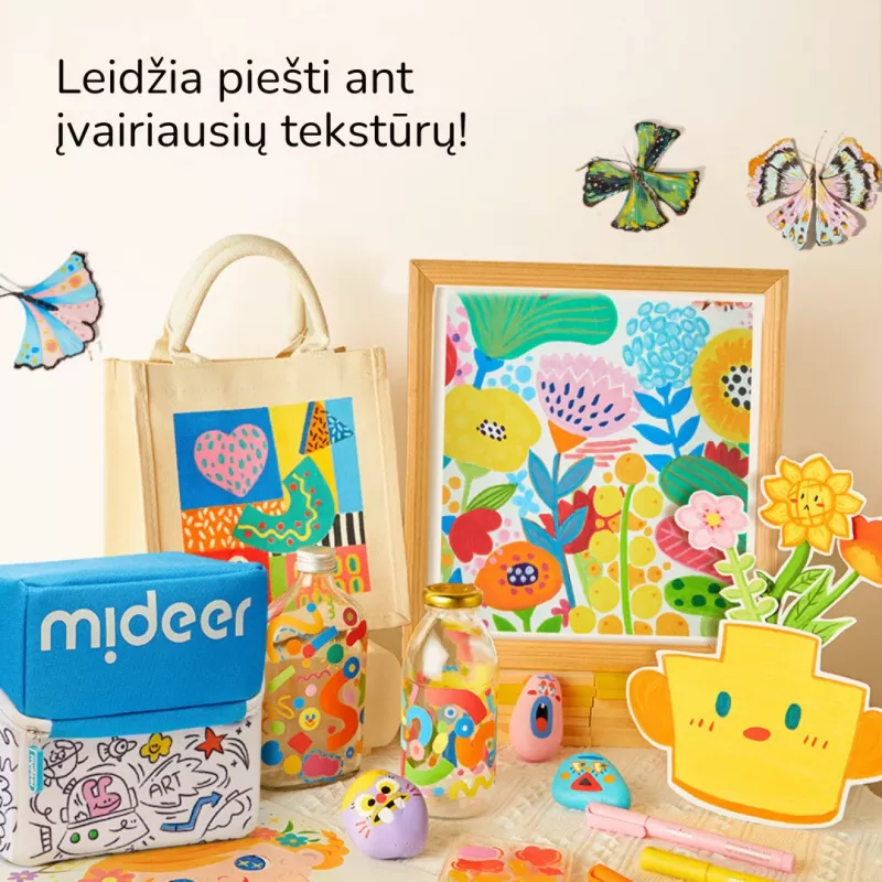 Mideer akriliniai flomasteriai su šepetėlio antgaliu dėkle, 24 spalvos