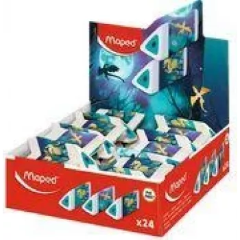 Maped Pyramide DRAGON plastikinis trintukas, baltas, trikampis, be ftalatų ir PVC, 24 vnt. ekspozicinė dėžutė (119527)