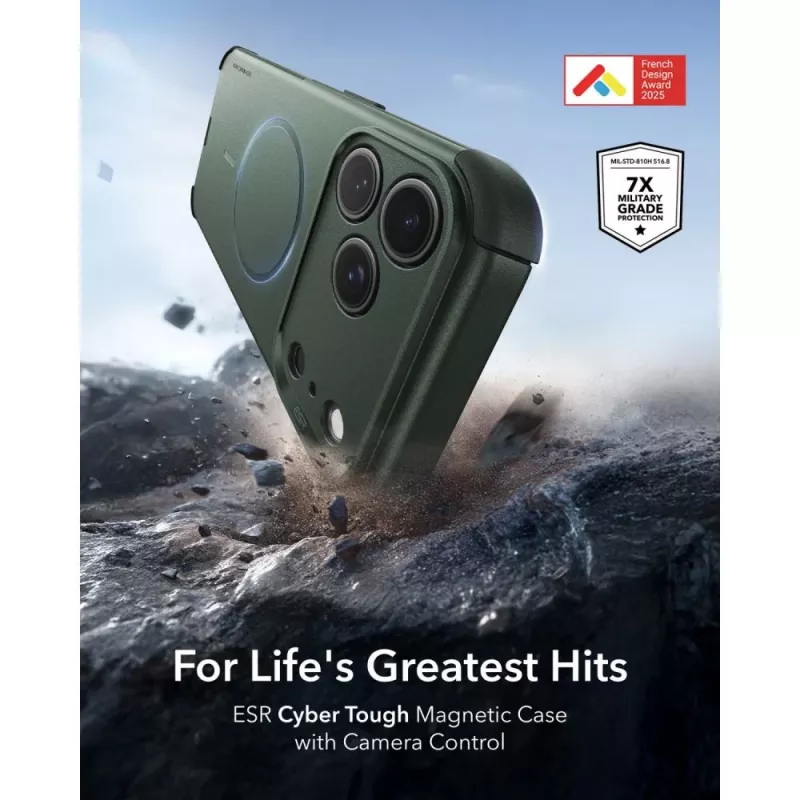 ESR Cyber Tough MagSafe dėklas iPhone 17 Pro / 18 Pro, žalias