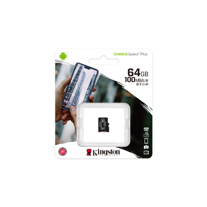 Kingston microSDXC atminties kortelė 64 GB, UHS-I (SDCS2/64GBSP)