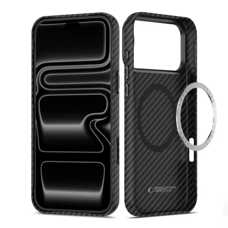 Tech-Protect Ion Carbon Magsafe išmaniojo telefono dėklas iPhone 17 Pro Max / 18 Pro Max, juodas/sidabrinis