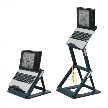 Leitz Ergo 2-in-1 sėdimos-stovimos nešiojamojo kompiuterio stovas, juodas (65890089)