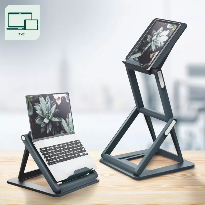 Leitz Ergo 2-in-1 sėdimos-stovimos nešiojamojo kompiuterio stovas, juodas (65890089)