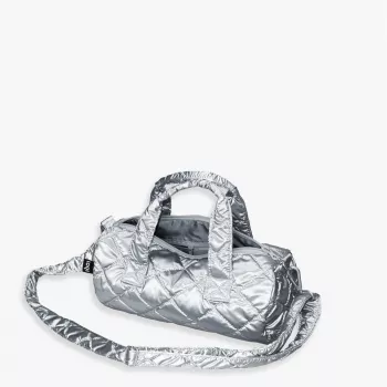 LOQI savaitgalio krepšys Metallic – Silver Puffy (vidutinis)