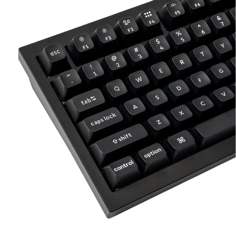Keychron Double Shot KSA PBT pilnas klavišų dangtelisų rinkinys – White on Black (PBT-03)