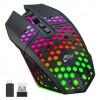 GameBox Gaming pelė RGB belaidė pelė 2.4GHz tuščiaviduris korpusas + USB įkrovimas 1600 DPI juoda