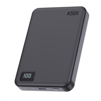 Ksix Powerbank Magslim 10000 mAh magnetinis 15W USB-C PD 20W su skaitmeniniu ekranu, juodas