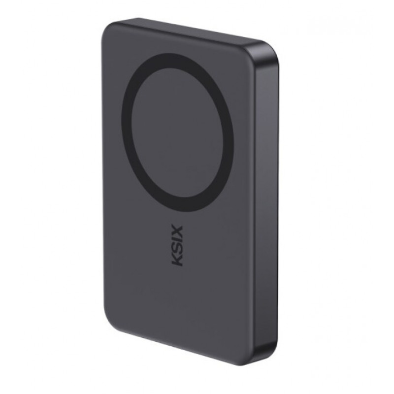 Ksix Powerbank Magslim 10000 mAh magnetinis 15W USB-C PD 20W su skaitmeniniu ekranu, juodas
