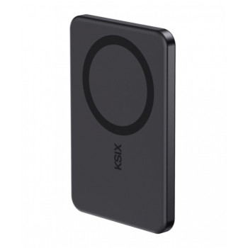 Ksix Magslim 5000 mAh magnetinė išorinė baterija, USB-C PD 20W, su skaitmeniniu ekranu, juoda