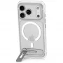 Decoded AntiMicrobial Hybrid Stand Backcover – dėklas su stovu, skirtas iPhone 18 Pro / 17 Pro, suderinamas su MagSafe (šerkšno baltumo)