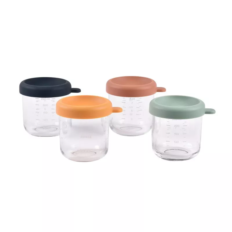 Beaba stiklinių indelių su dangteliu rinkinys 4 x 250 ml Sunrise