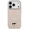 Karl Lagerfeld Choupette Pin MagSafe dėklas iPhone 17 Pro, rožinis