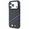 BMW M Quadrille Kevlar rašto trispalvės linijos ir metalinis logotipas MagSafe dėklas iPhone 18 Pro Max / 17 Pro Max, antracito